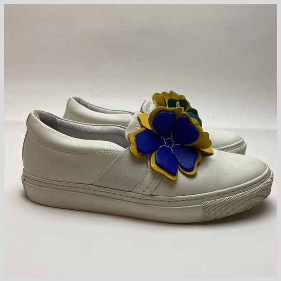 Lanvin Paris Flower Motif Leather Sneakers Size 37 - Picture 4 of 8